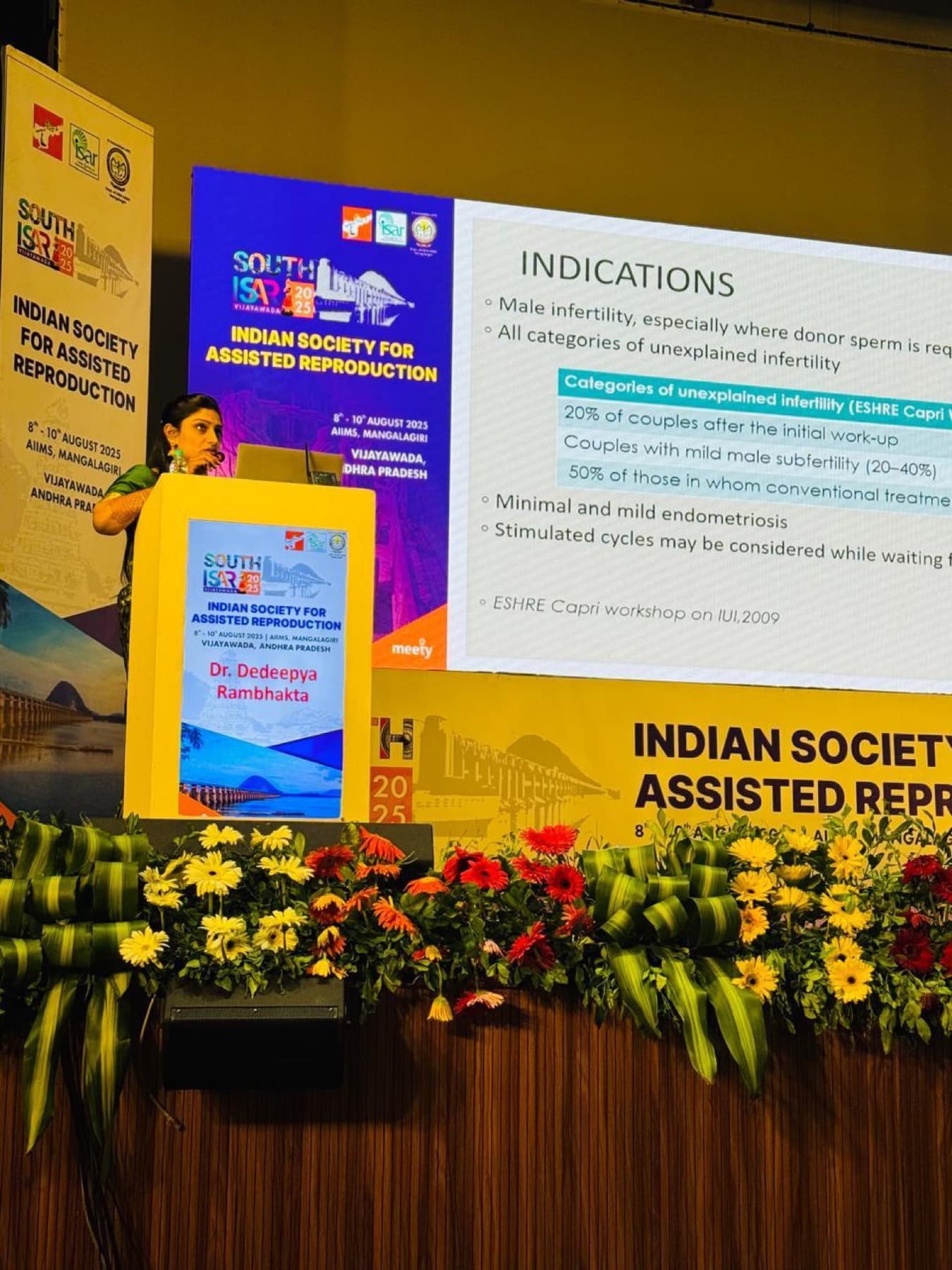 Dr. Dedeepya presenting at an assisted reproduction conference